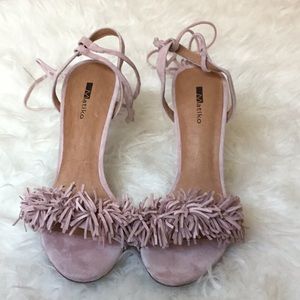 Blush Pink Tassel Lace Up Sandals (like Aquazzura)
